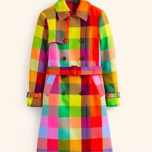 Stylewe Color Plaid Urban Long Sleeve Trench Coat With Belt. NWT, size XL